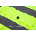 Venta al por mayor Cremallera Hi Vis Chaqueta reflectante Logotipo personalizado ANSI Alta visibilidad Seguridad Multi Bolsillo Chaleco Trabajo Mens Workwear